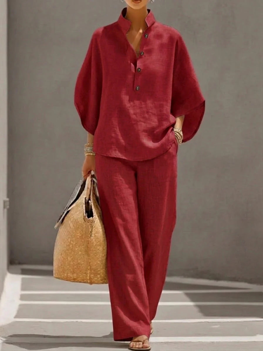 SORAYA™ | Ensemble été top fluide et pantalon droit