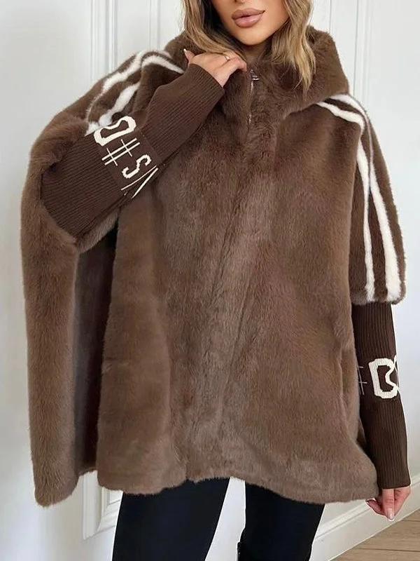 Manteau à capuche zippé en fourrure de vison pour femme