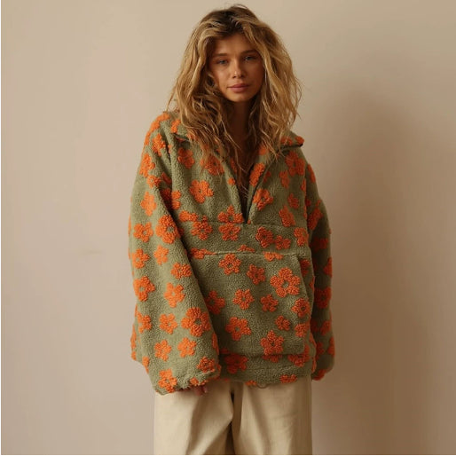 FLEUR™ | Sweat floral à grande poche et zip