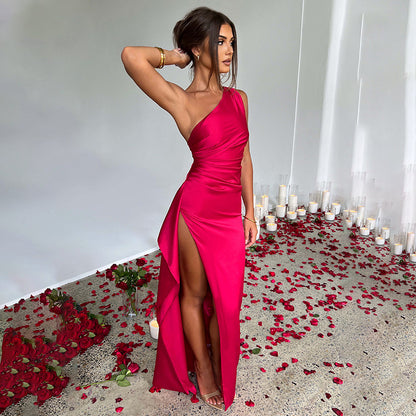 Robe Asymétrique Satinée LYSARA