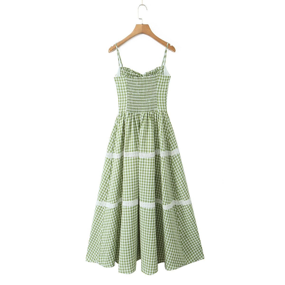 CAMILLE | Robe longue vichy à bretelles nouées