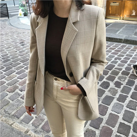 CLARA™ | Blazer à carreaux rétro
