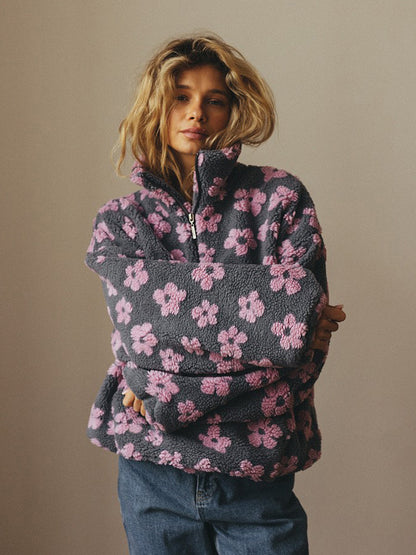 FLEUR™ | Sweat floral à grande poche et zip