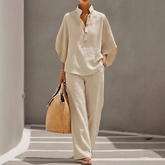 SORAYA™ | Ensemble été top fluide et pantalon droit