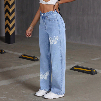 NADIA™ | Pantalon long imprimé coupe droite