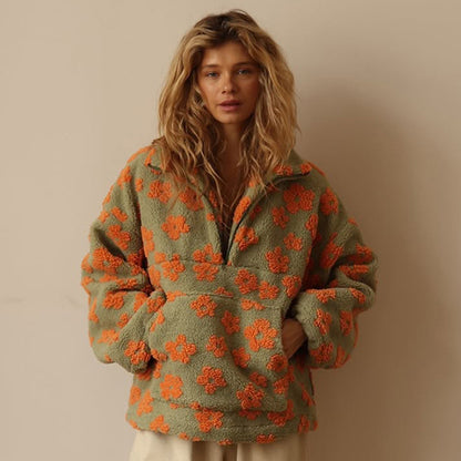 FLEUR™ | Sweat floral à grande poche et zip