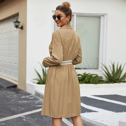 Alia | Robe Chemise Femme Casual — Coupe Fluide & Ceinture Élégante