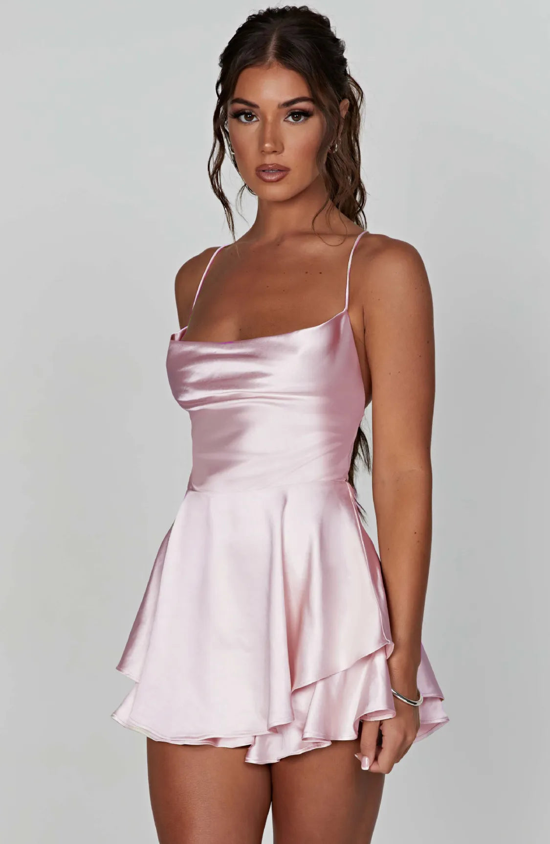 Robe Satinée Drapée CELESTIA