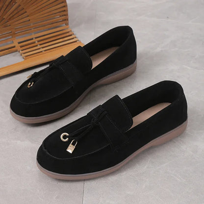 Mocassins CADENAS | Daim Plat Lacet Métal & Semelle Caramel