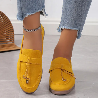 Mocassins CADENAS | Daim Plat Lacet Métal & Semelle Caramel