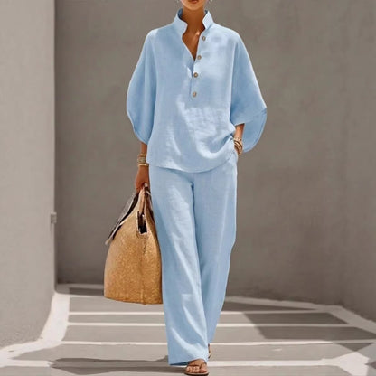 SORAYA™ | Ensemble été top fluide et pantalon droit