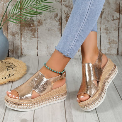 JULIETTE™ | Sandales brillantes à boucle et semelle compensée