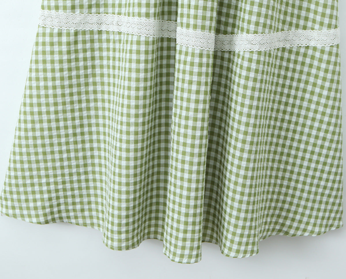 CAMILLE | Robe longue vichy à bretelles nouées