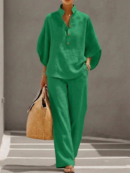 SORAYA™ | Ensemble été top fluide et pantalon droit
