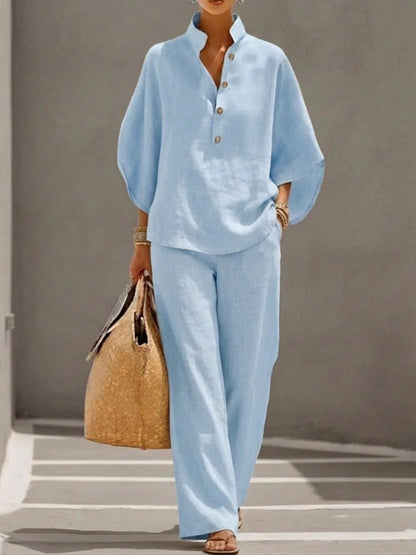 SORAYA™ | Ensemble été top fluide et pantalon droit
