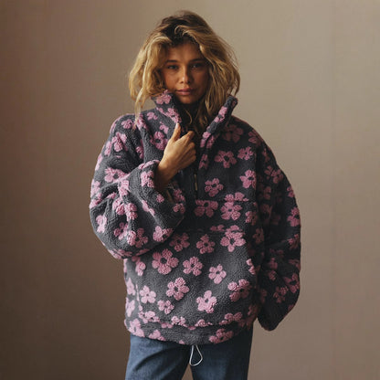FLEUR™ | Sweat floral à grande poche et zip