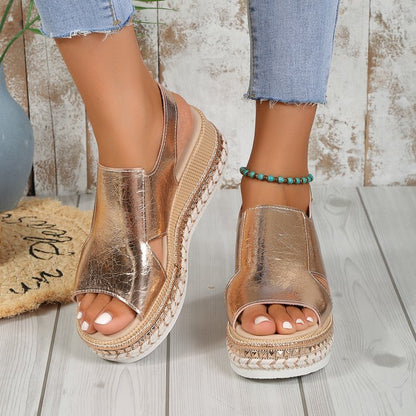 JULIETTE™ | Sandales brillantes à boucle et semelle compensée