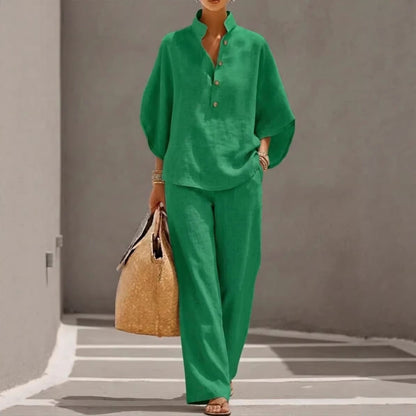 SORAYA™ | Ensemble été top fluide et pantalon droit