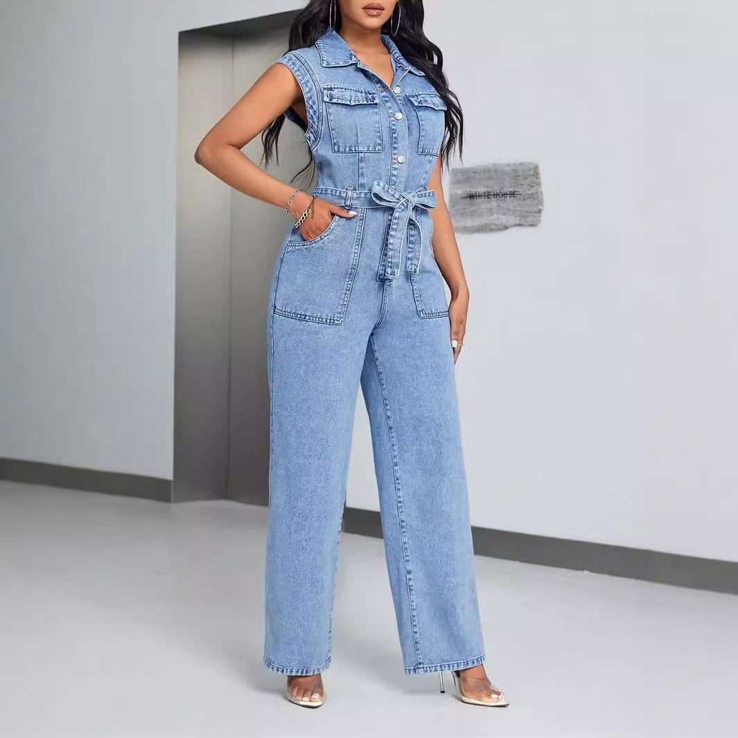 LOUISE™ | Combinaison denim sans manches