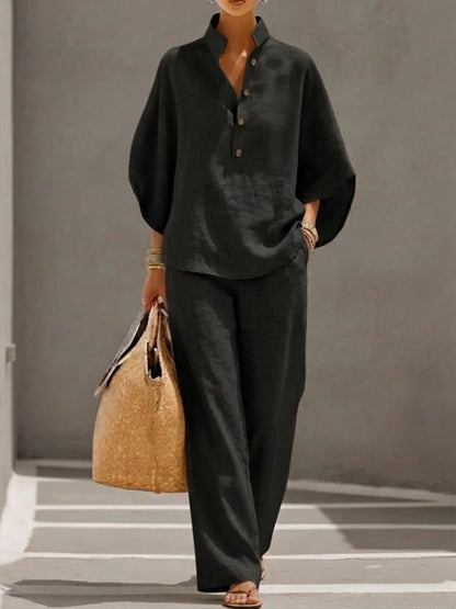 SORAYA™ | Ensemble été top fluide et pantalon droit