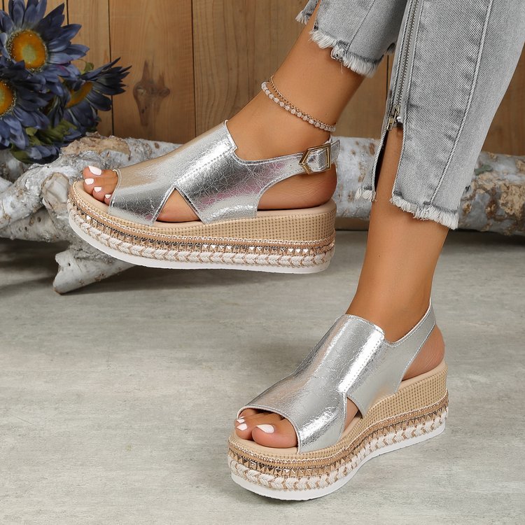 JULIETTE™ | Sandales brillantes à boucle et semelle compensée
