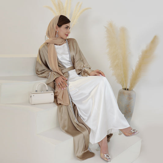 ÉLODIE™ | Robe unie à manches ballon et perles