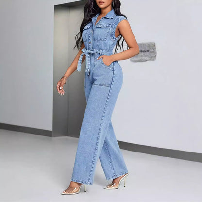 LOUISE™ | Combinaison denim sans manches