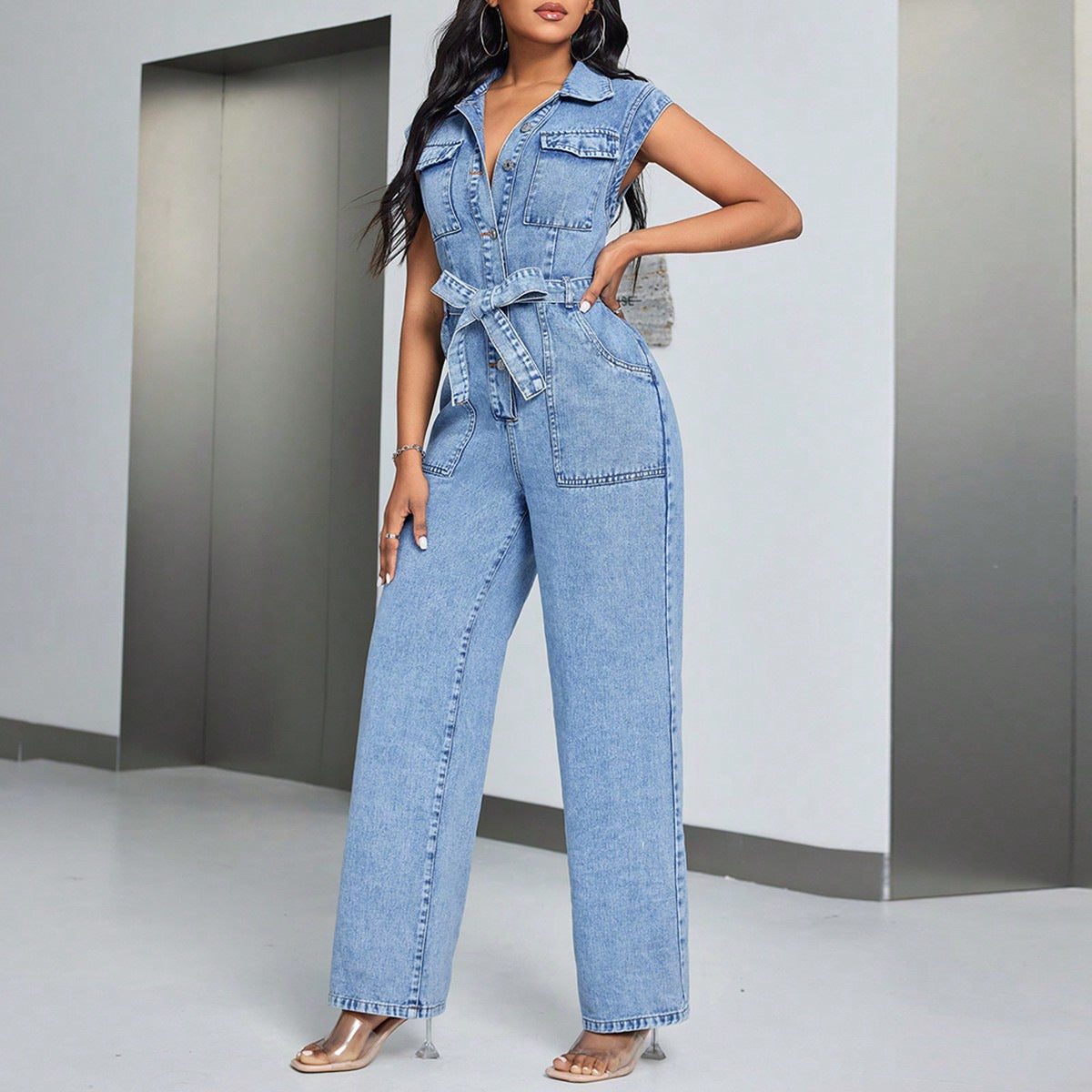 LOUISE™ | Combinaison denim sans manches